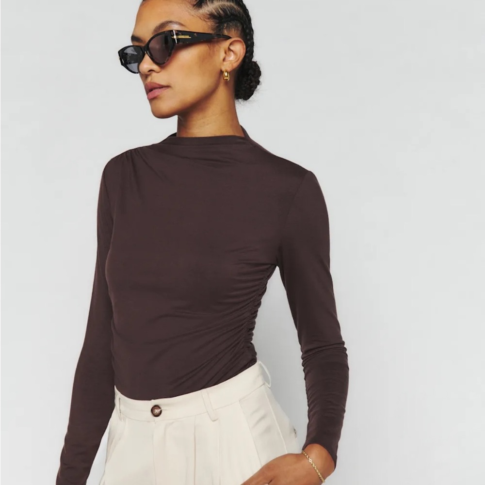Reformation Zylah Knit Top small brown/mole